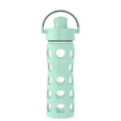 Lifefactory 22oz Glass Water Bottle with Silicone Sleeve & Active Flip Cap - Denim