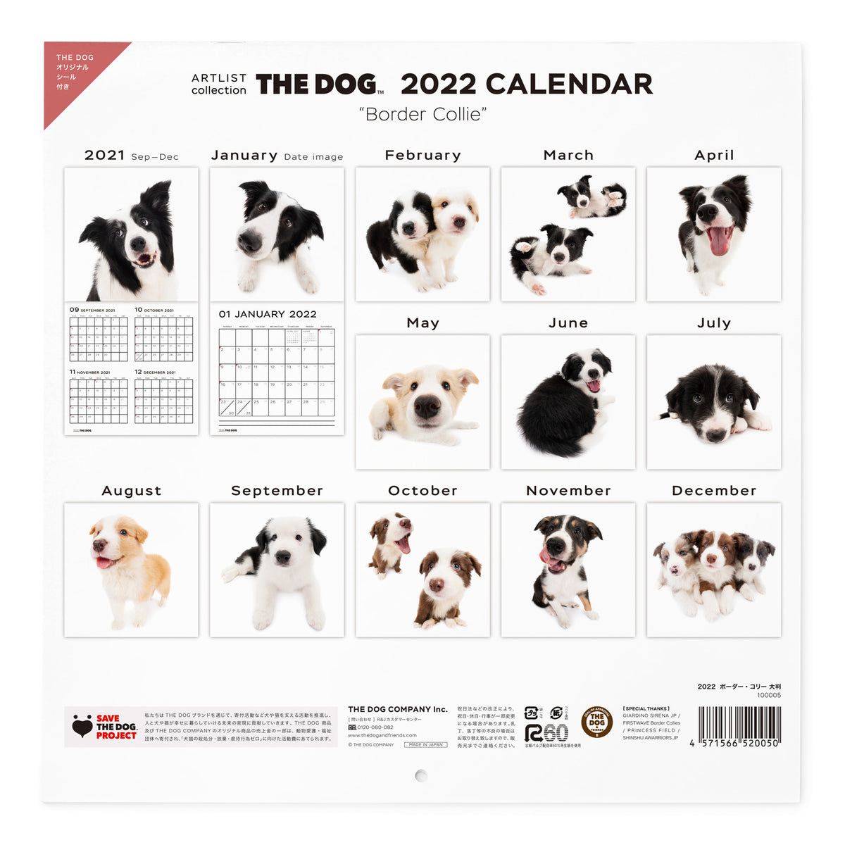 市場 予約：10月上旬発送予定 ボーダーコリー 海外輸入版 ドッグカレンダー 2023年 犬種別 英国輸入版 大判 壁掛け