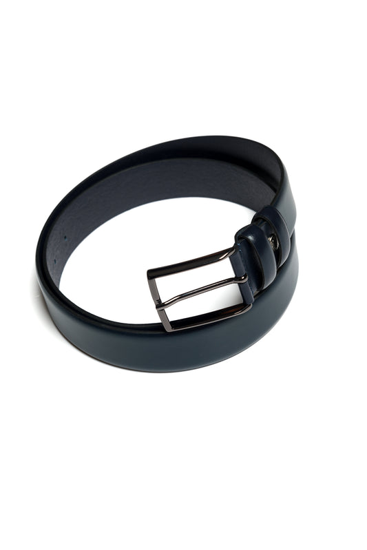 black leather belt - silver double loop