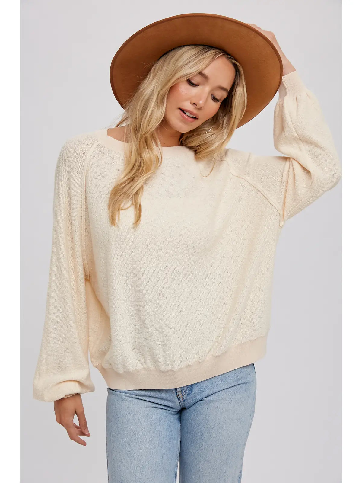 Reverse Seam Boucle Pullover