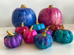 Jewel tone painted pumpkins