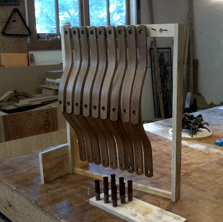 Nine frames in oak. Nine posts in purpleheart. Won't be long now. Image: J. Hjertberg