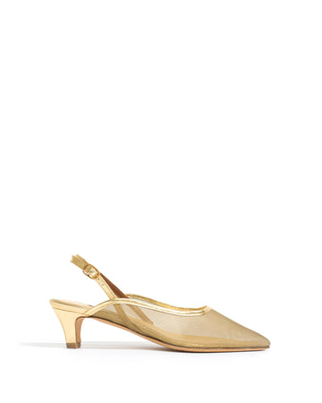 Fanny 40 stiletto mesh Metallic goat & mesh Gold