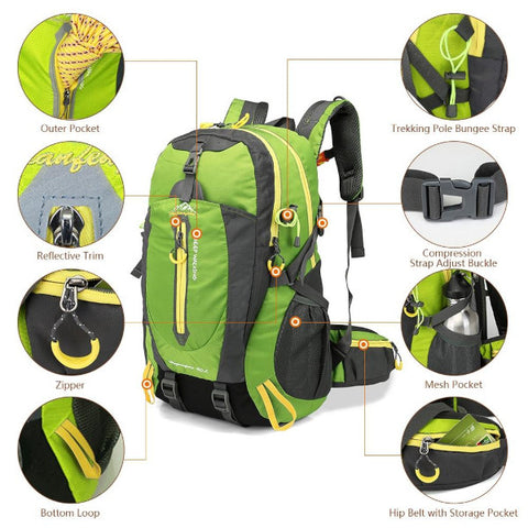 backpack 40l water resistant hiking