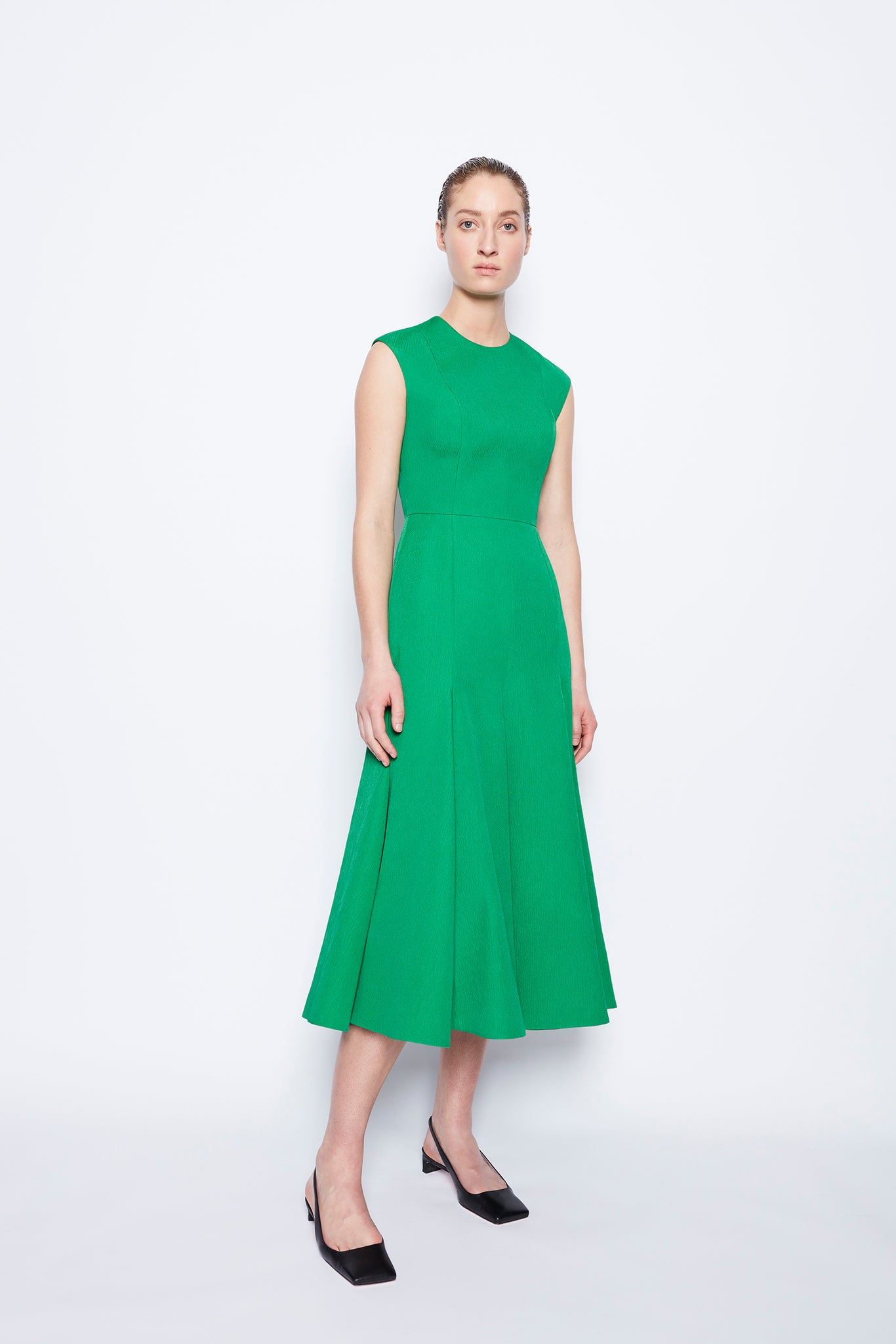 Denver Dress Jade Textured Cloque | Emilia Wickstead