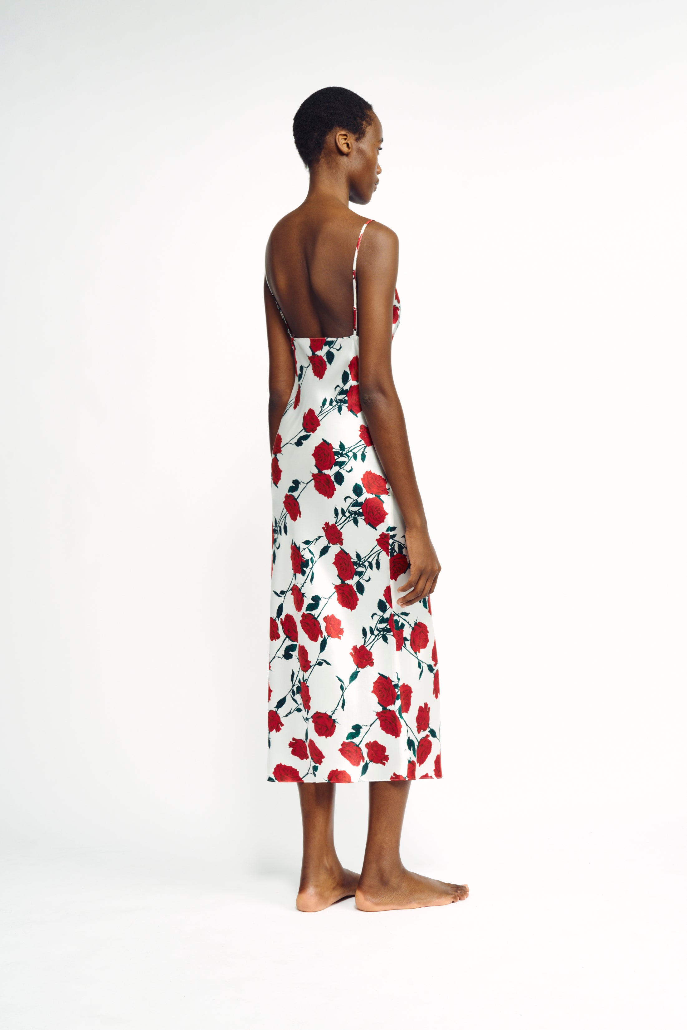 Trinny Slip Dress | Red Rose Printed Silk Night Dress | Emilia Wickstead