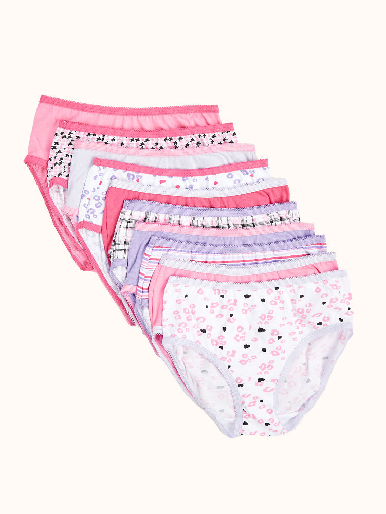 10pk Pure Cotton Heart Knickers (2-12 Yrs)