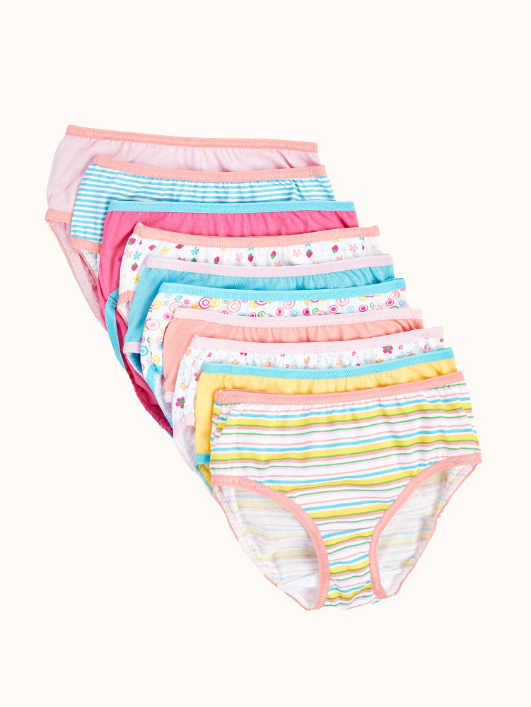 Girls' Cotton Hipster Panties (10 Pack) - Colorful Hearts
