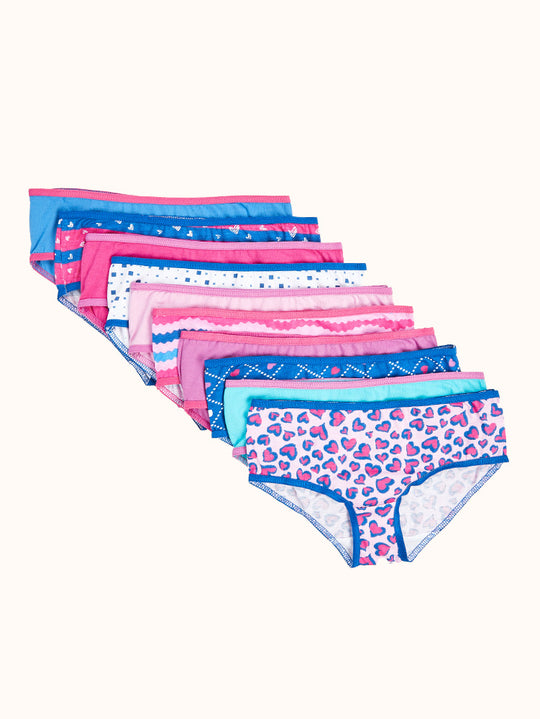 Girls' Pink Hearts Bikini Underwear (3 Pack)