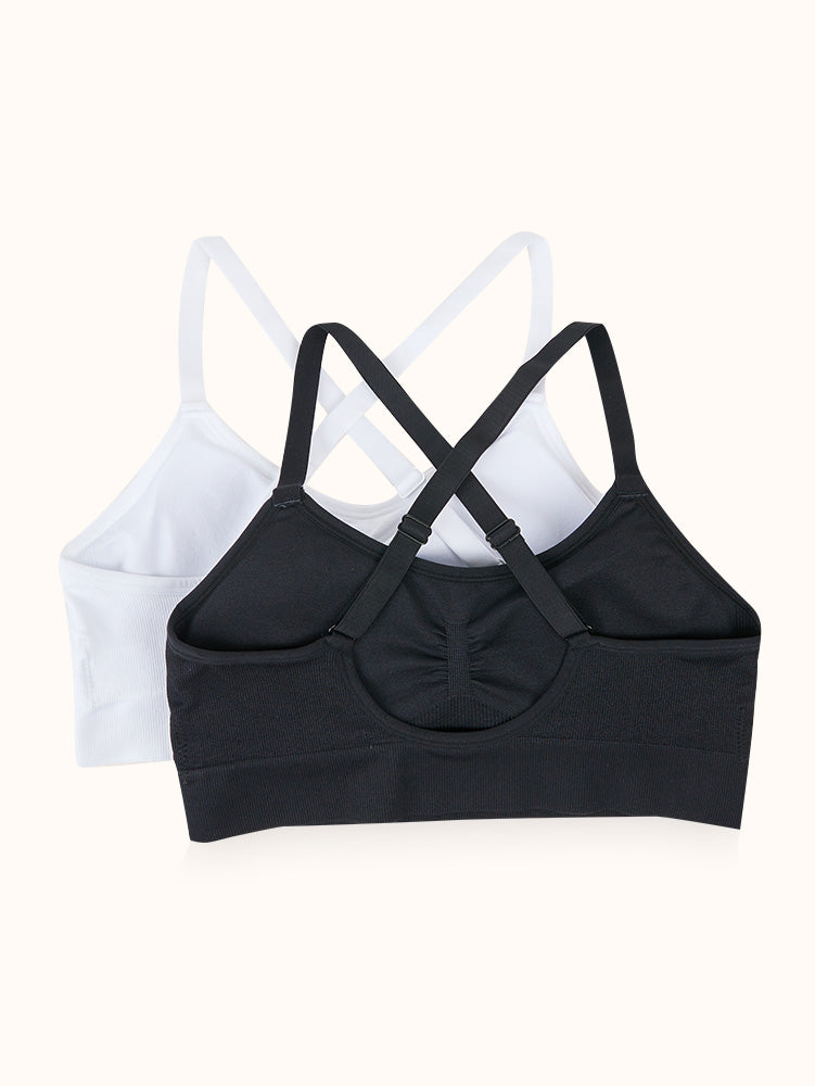 Women's Cotton Camisole Bra (Pack of 2) (Black - White)