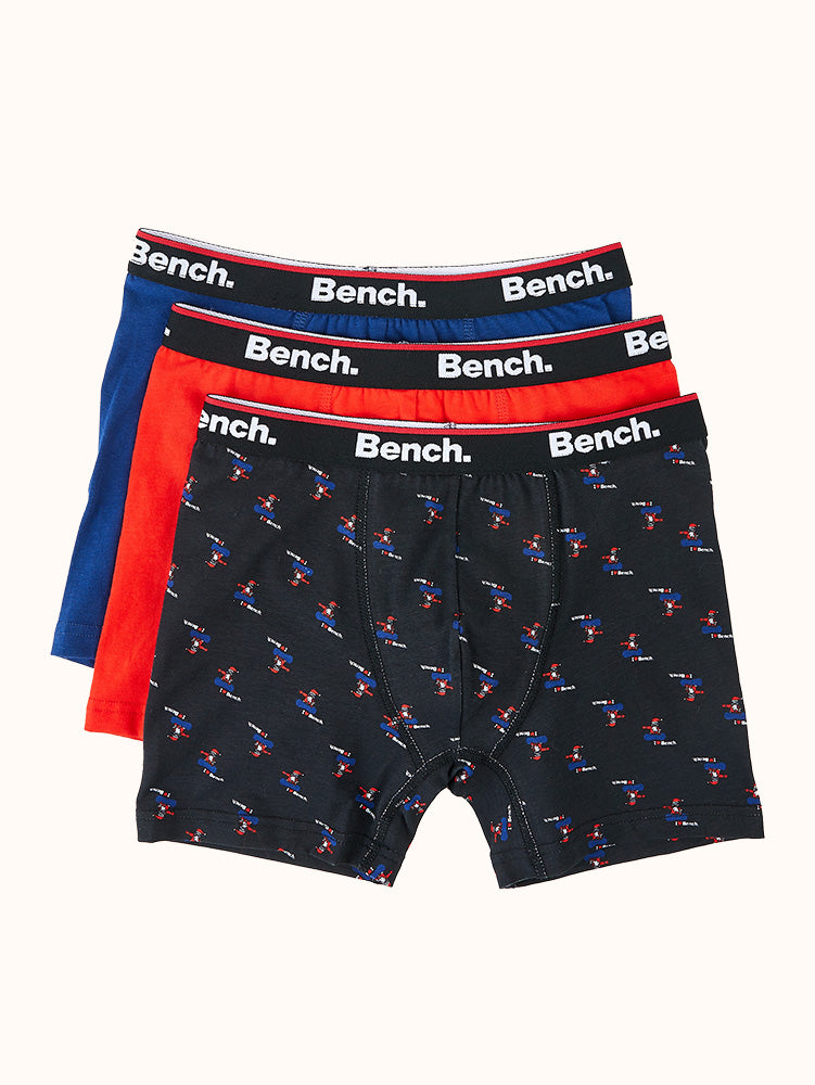 Boys' Bench Ultra-Soft Boxer Briefs (3 Pack) - Blue