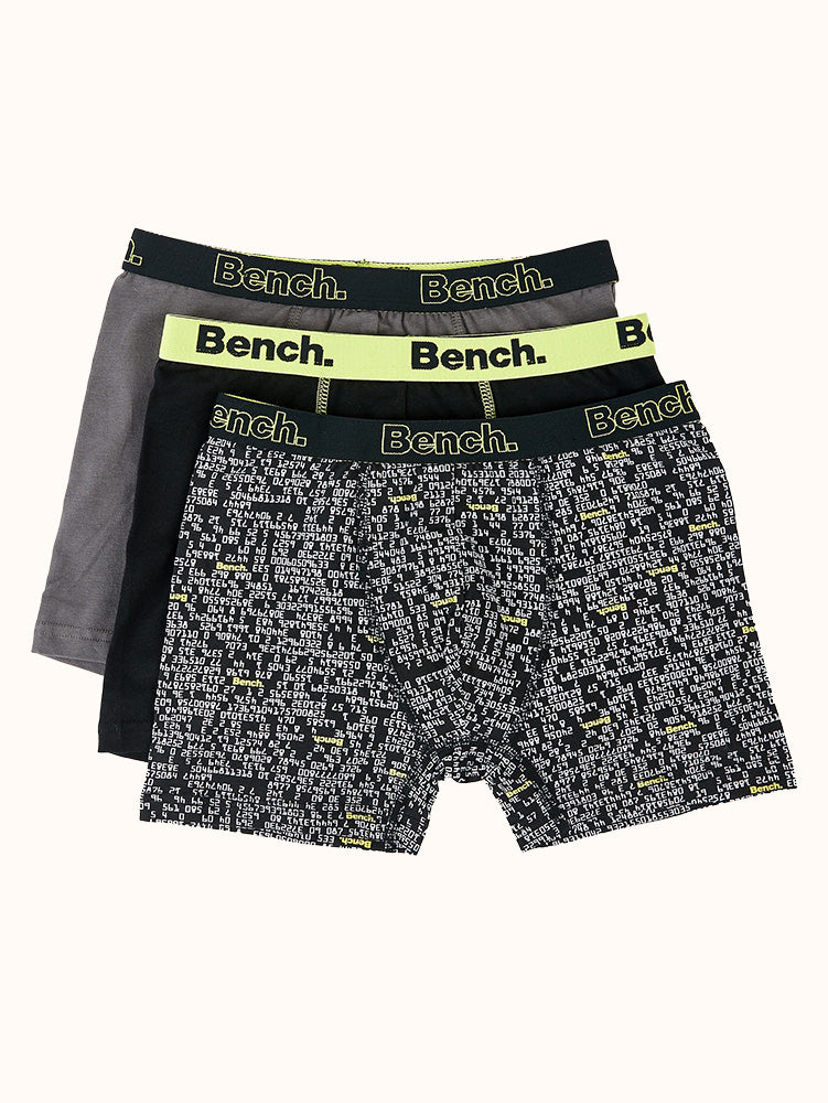 Boys' Bench Boxer Briefs (3 Pack) - Black Plaid
