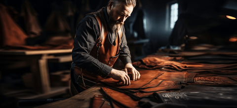 a person working on leather