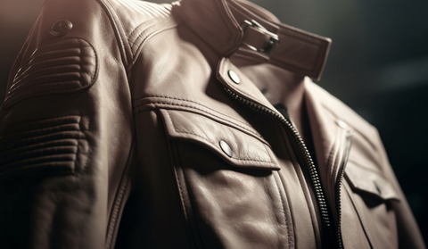 a close up of a leather jacket