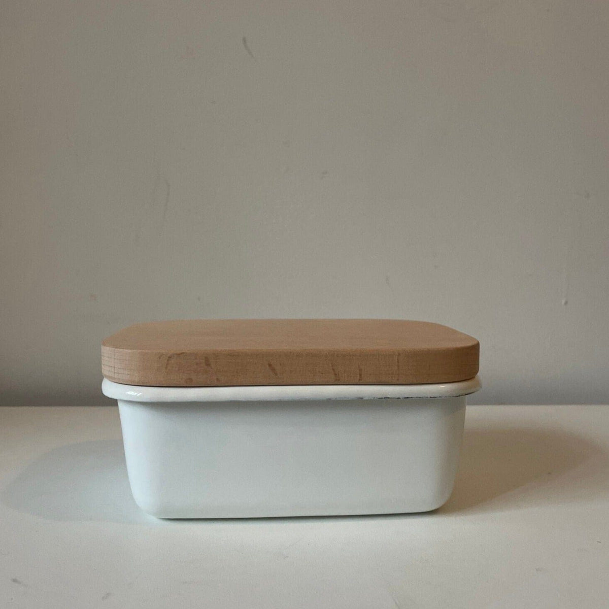 Enamel Butter Dish | Wooden Lid Butter Dish | Lisa Valentine Home