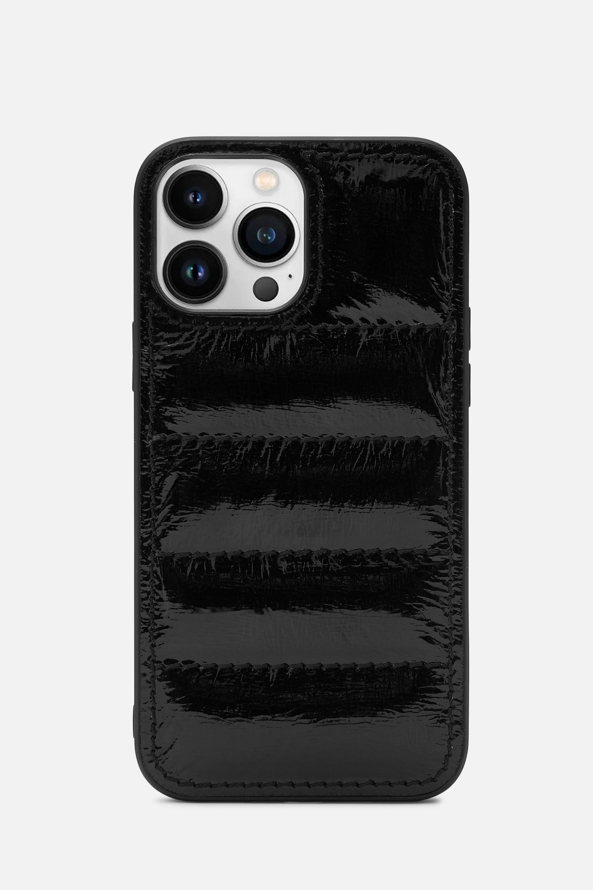 Iphone Puffer Case - Quilted - Black Metallic