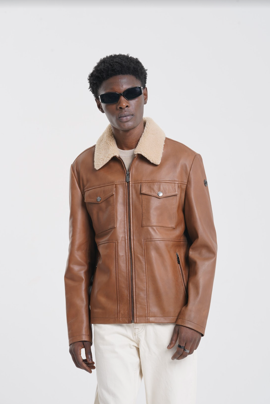 Stay Warm and Stylish with our Men's Lambswool Leather Jacket