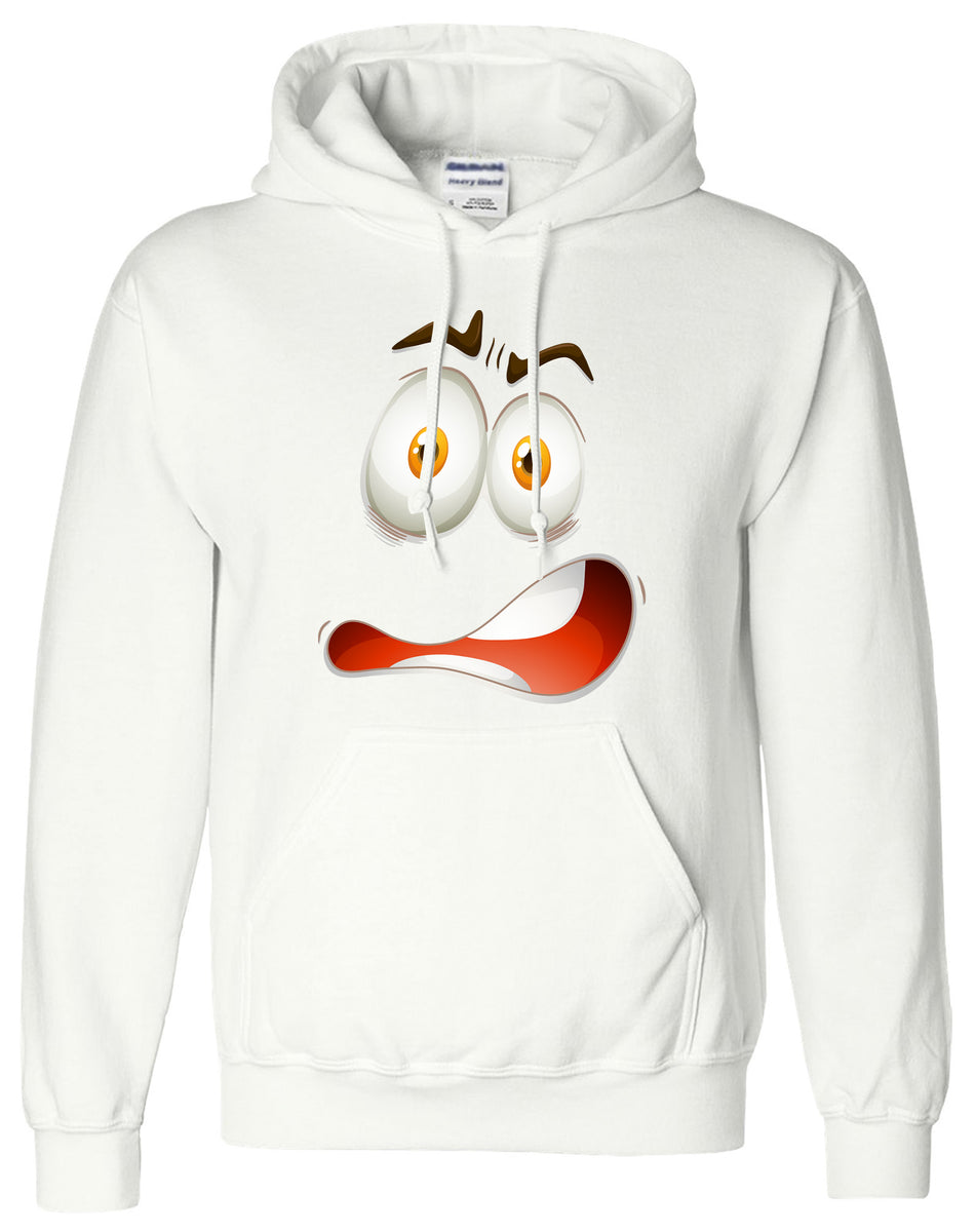 Buy Printed Hoodie - 3D Print Big White Eyes Funny Face