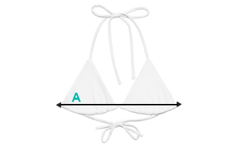 Bikini diagram showing measuring points on the chest.