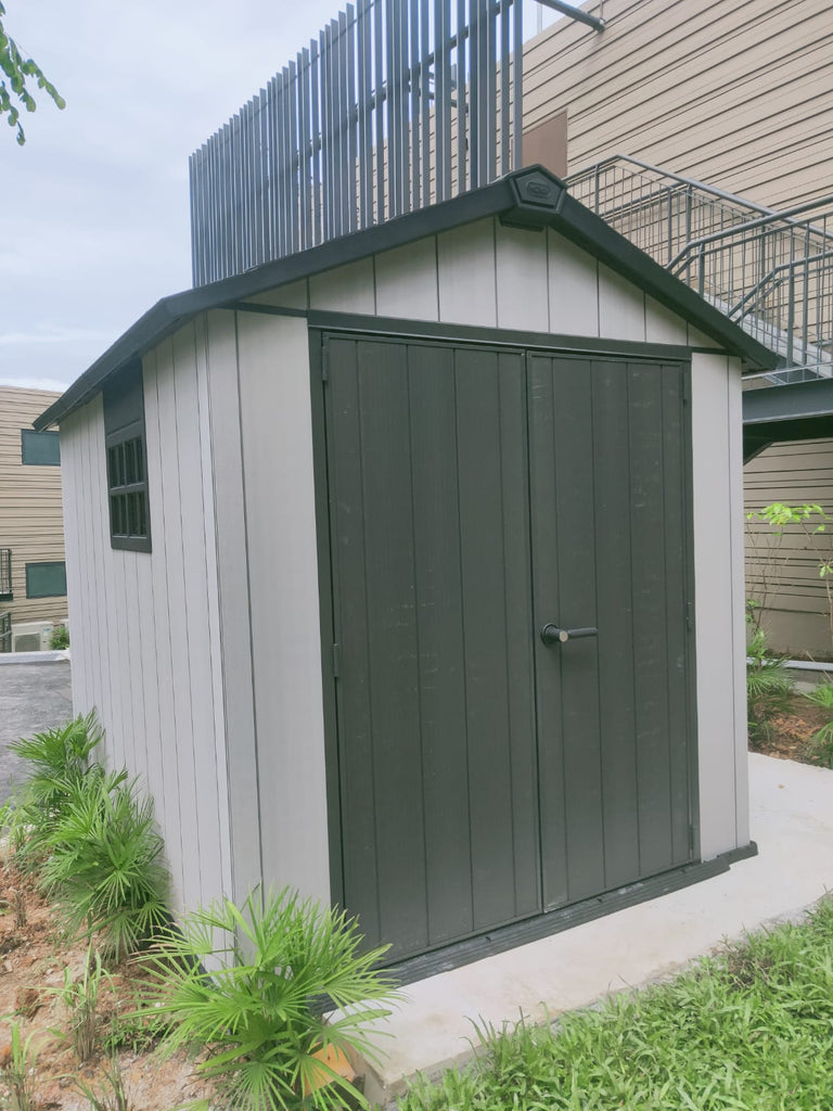 keter oakland large outdoor waterproof patio storage shed