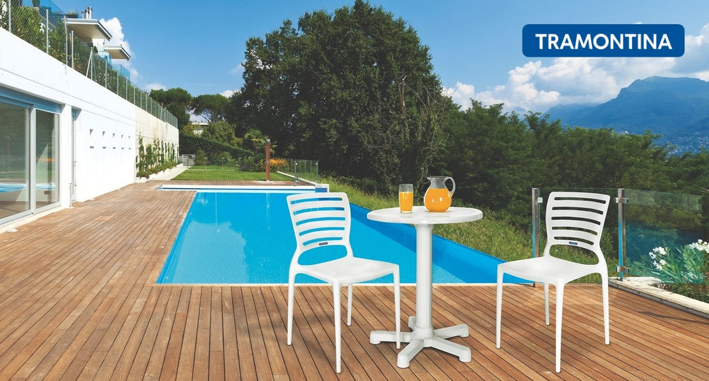 Tramontina pool side outdoor dining bistro chair stackable waterproof plastic furniture