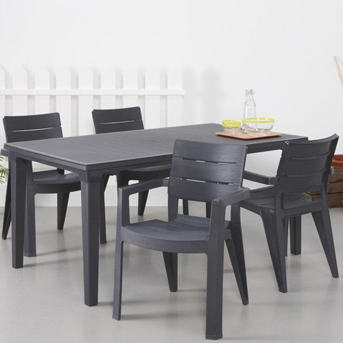 grey plastic outdoor table and chairs