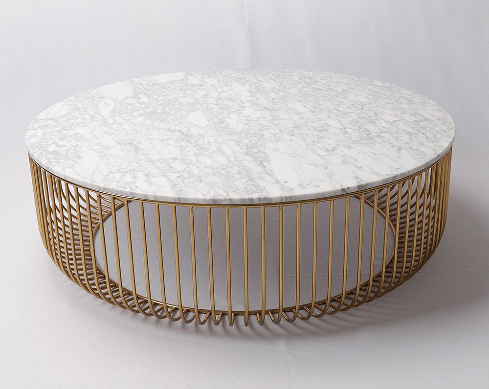 Coffee Table - Carrara Marble Top & Gold Base