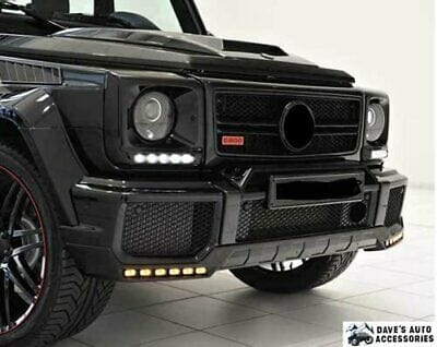 Aftermarket B-Style Front Bumper Lower Lip White LED DRL G63 AMG