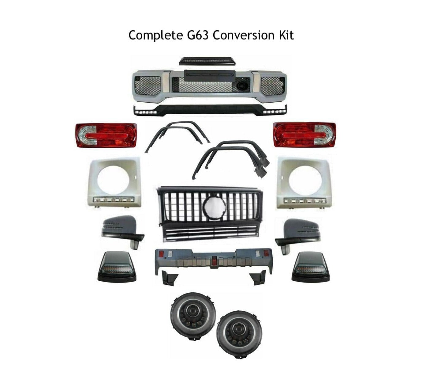 Aftermarket B-Style Front Bumper Lower Lip White LED DRL G63 AMG