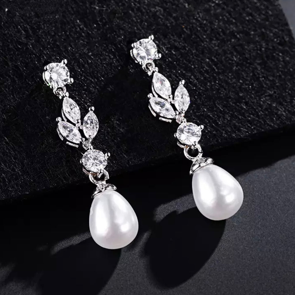 Cubic Zirconia Pearl Drop Earrings – White House Historical