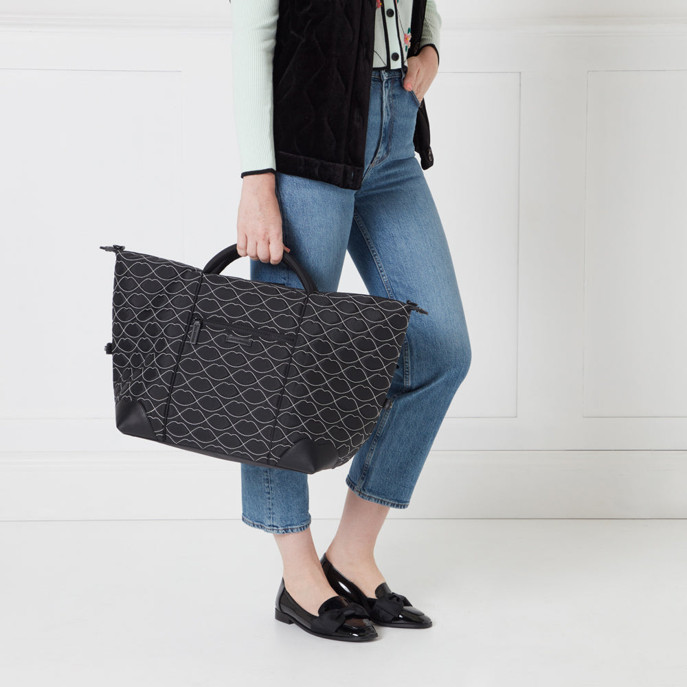 Black And Chalk Quilted Fenella Holdall | Designer Travel for Women ...
