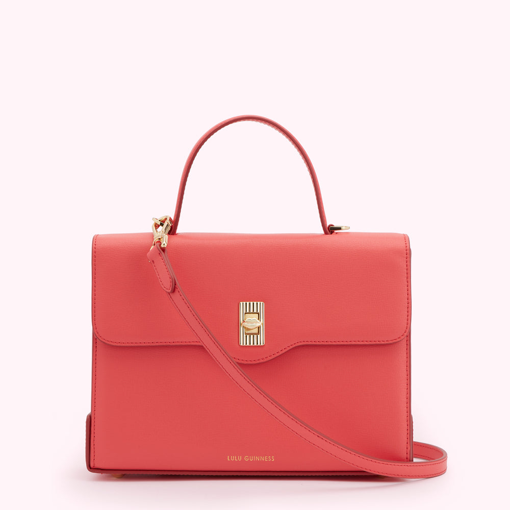 CORAL LARGE LIP TURN LOCK QUEENIE HANDBAG