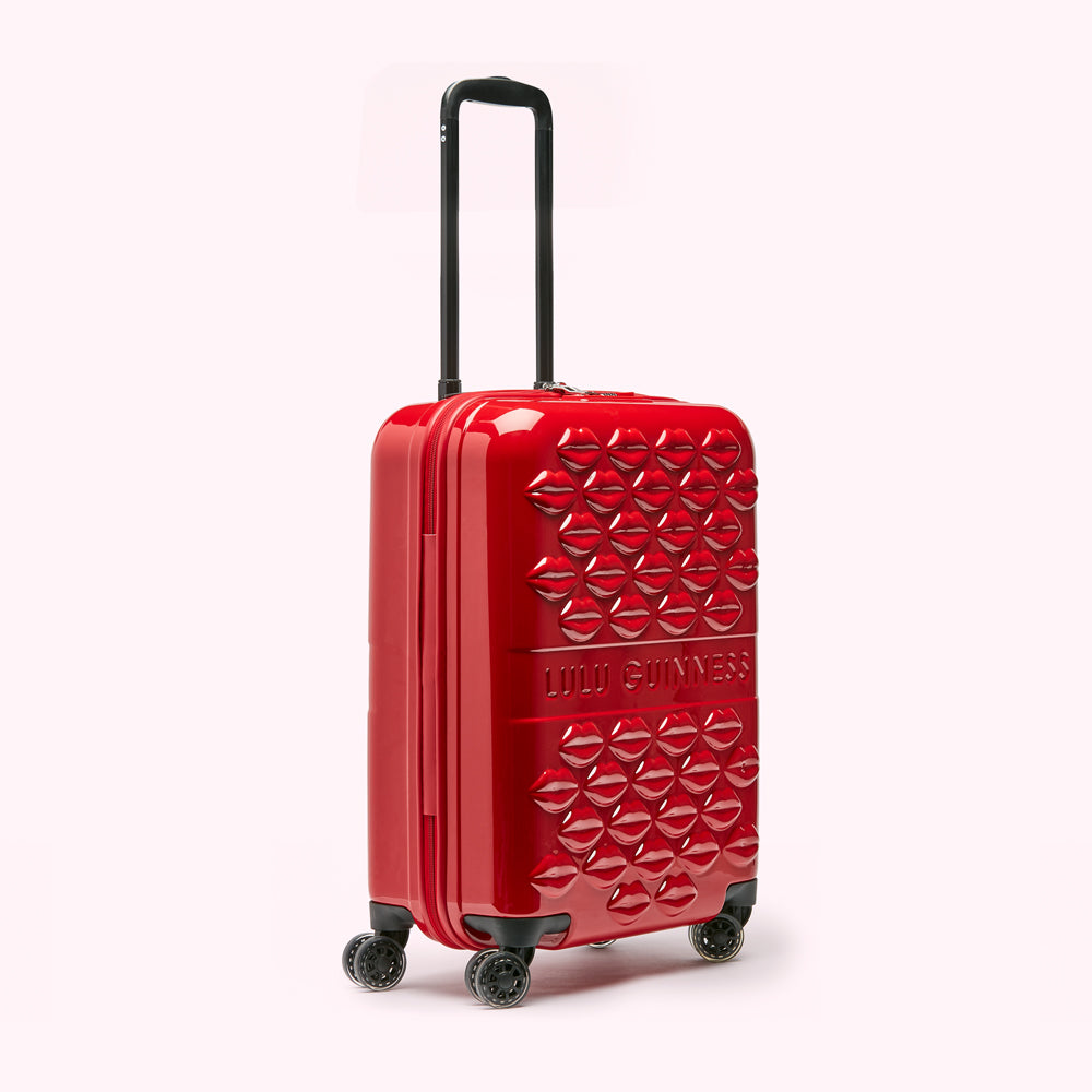 Red Lulu Lips Cabin Spinner Case | Suitcase | Lulu Guinness
