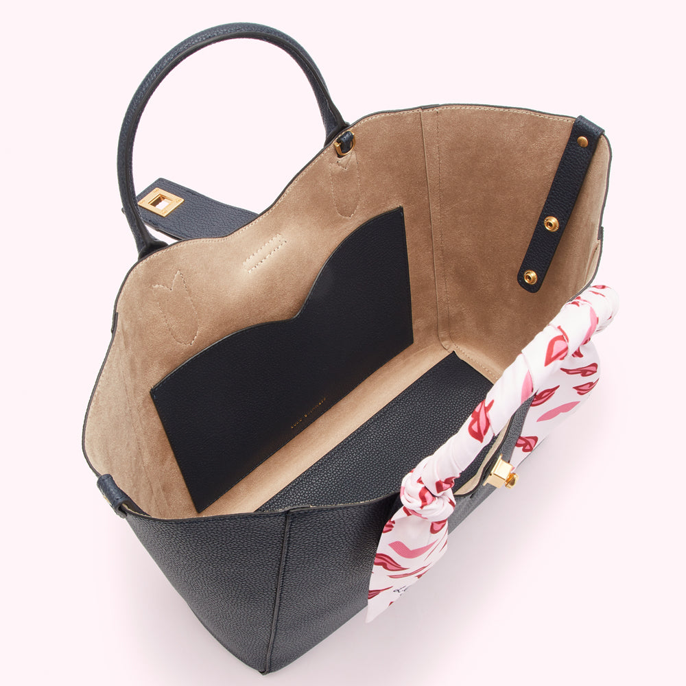 Navy Lip Turnlock Scarf Luella Tote Bag | Handbags | Lulu Guinness