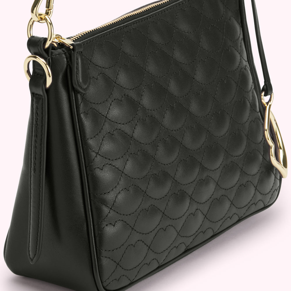 Black Small Quilted Lip Leather Callie Crossbody Bag | Bag | Lulu Guinness