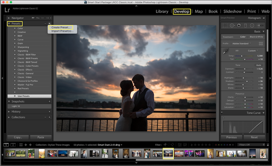 creating a preset in lightroom