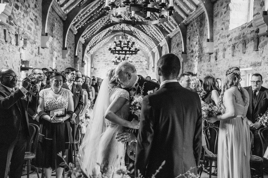 wedding ceremony bride and father