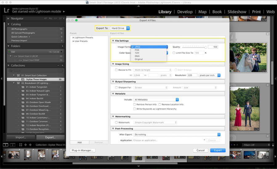 best lightroom export settings for instagram