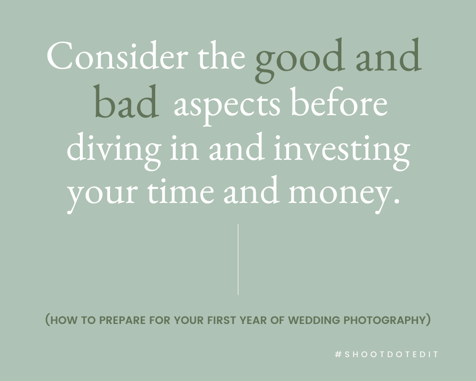 infographic stating consider the good and bad aspects before diving in and investing your time and money