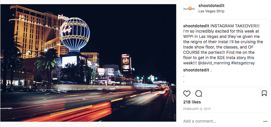 Instagram takeover post at WPPI 2017