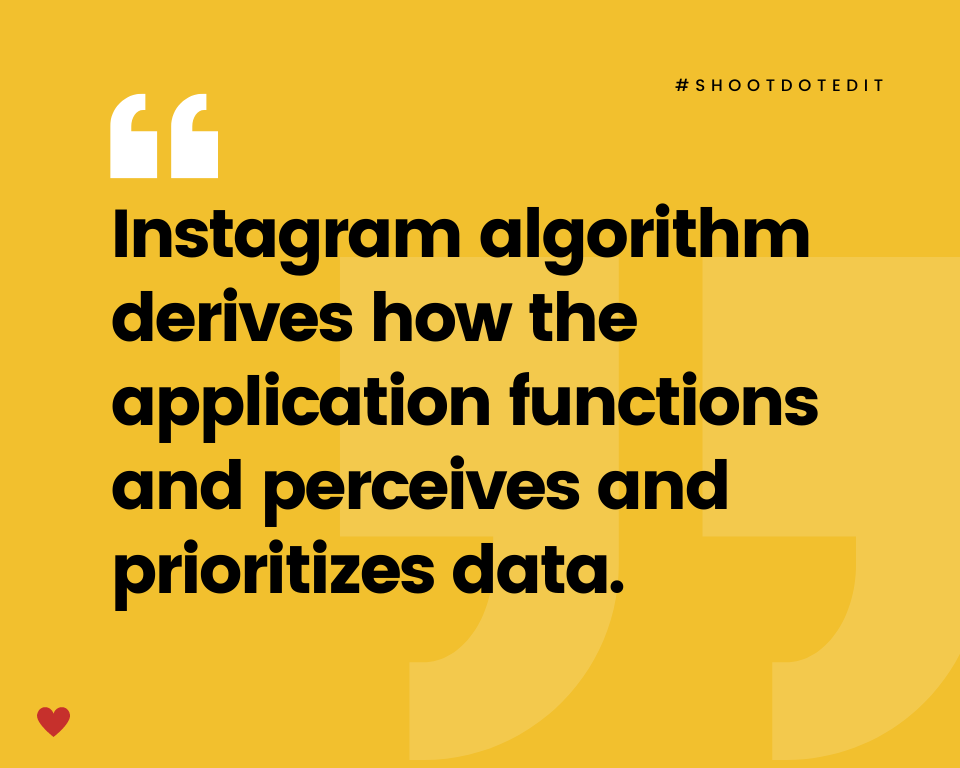 infographic stating Instagram algorithm derives how the application functions and perceives and prioritizes data