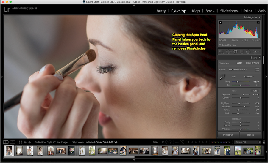 make adjustments spot removal lightroom