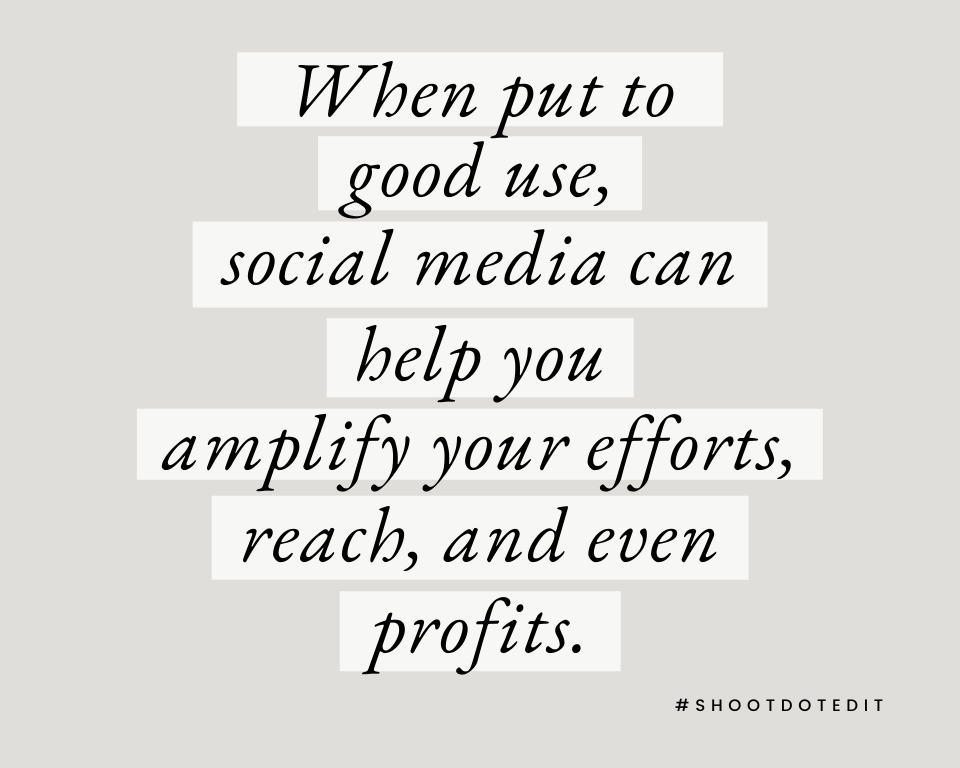 infographic stating when put to good use, social media can help you amplify your efforts, reach, and even profits