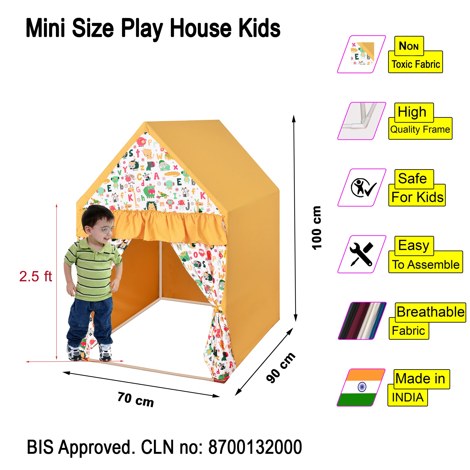 Flaxen Hut Shape Blue Kids Tent House Mini Size with cushion set and Apron for kids