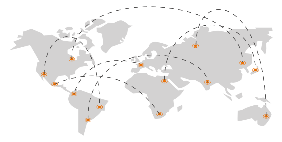 Mapa con los orígenes del café