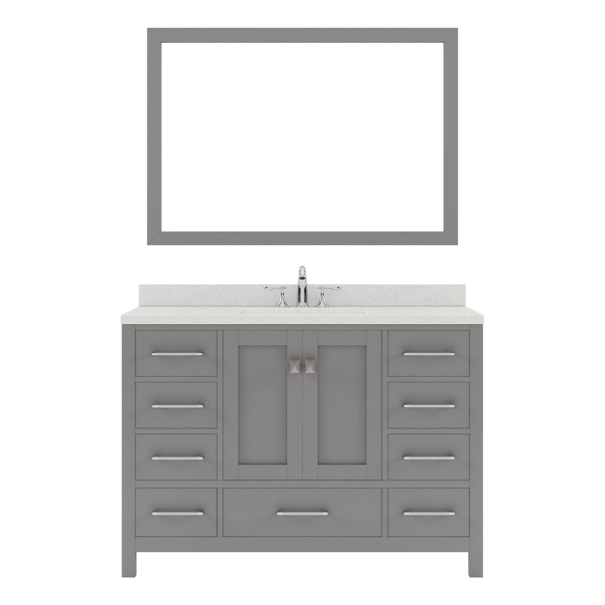 Caroline Avenue 48" Single Bath Vanity Set with Dazzle White Quartz Top & Rectangular Centered Basin