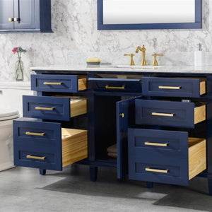 Legion Furniture 60" Blue Finish Single Sink Vanity Cabinet with Carrara White Top - WLF2260S-B