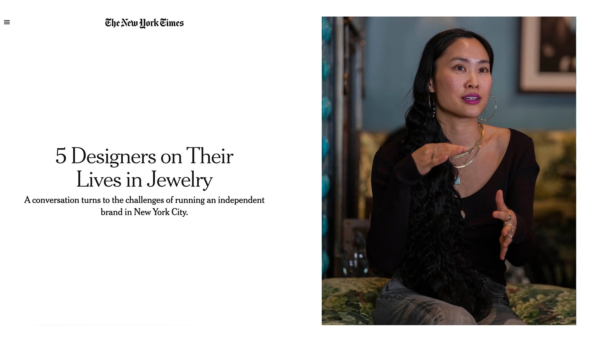 The New York Times | 5 Designers on Their Lives in Jewelry | Rachel Felder