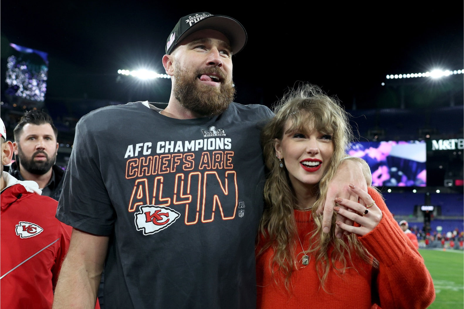 Taylor Swift and Travis Kelce at the AFC Championship