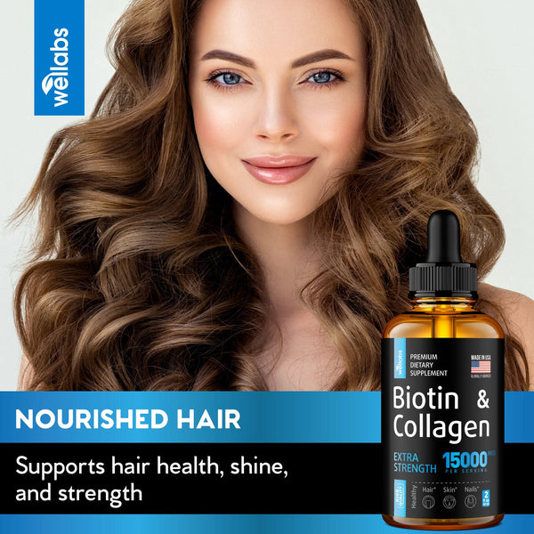 Biotin and Collagen Liquid Drops for Hair Growth for Men & Women - 2 fl ...